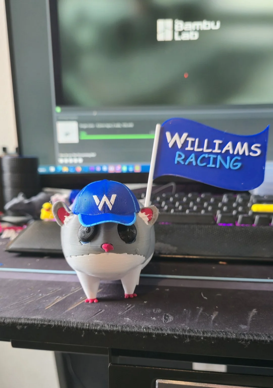 3D-printed Williams Racing hamster